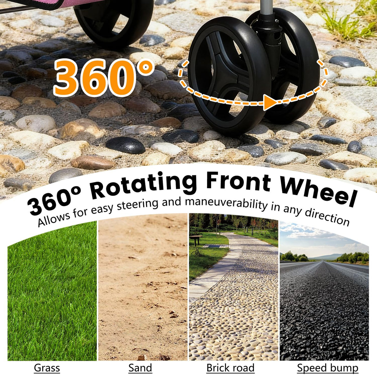 3-Wheel Folding Pet Stroller with Cup Holder