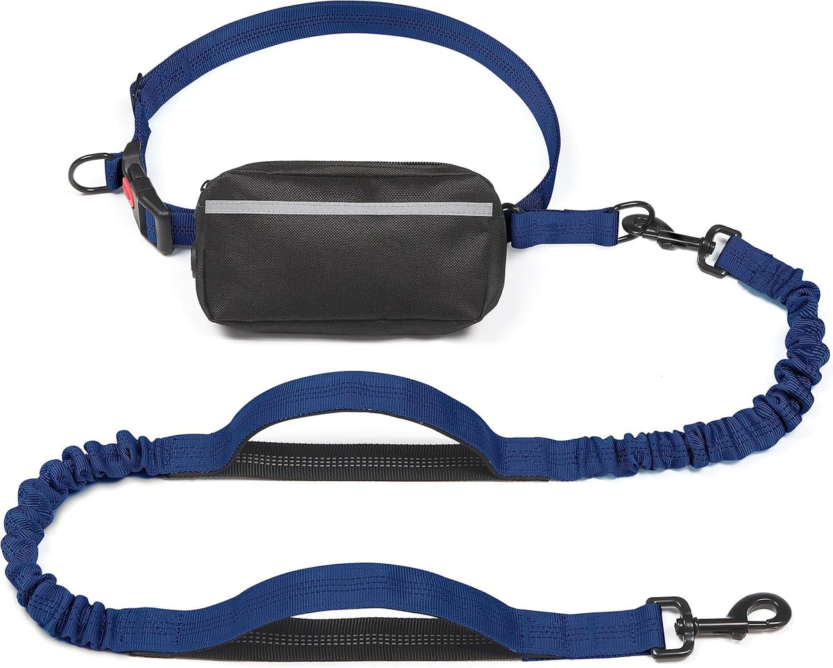 Iyoshop Hands Free Dog Leash with Zipper Pouch, Dual Padded Handles