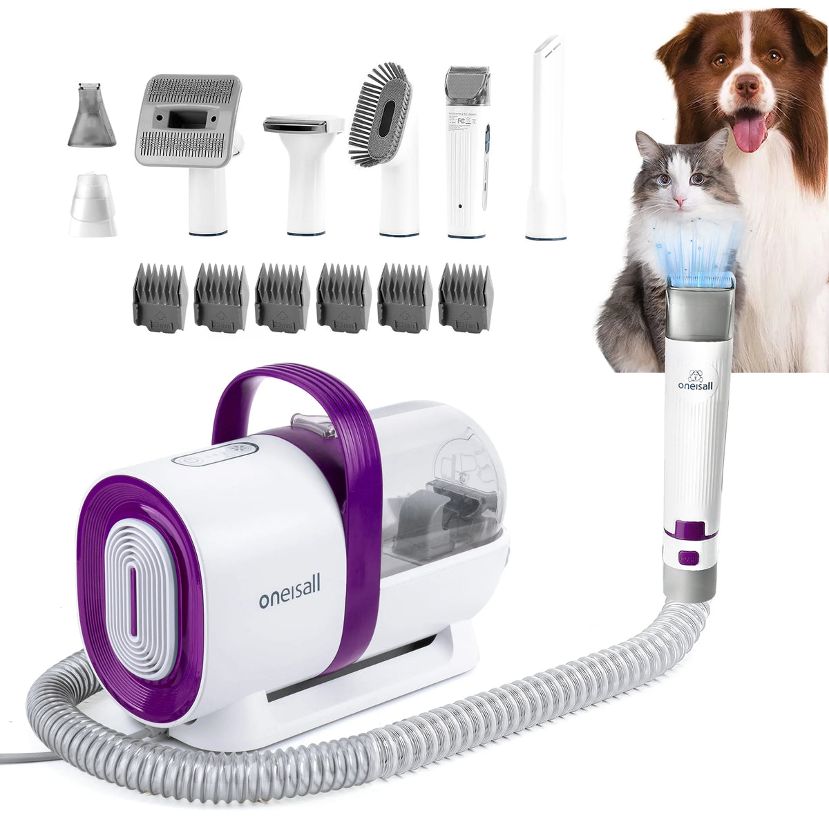 7-In-1 Dog Grooming Vacuum Kit, Low Noise with Professional Tools