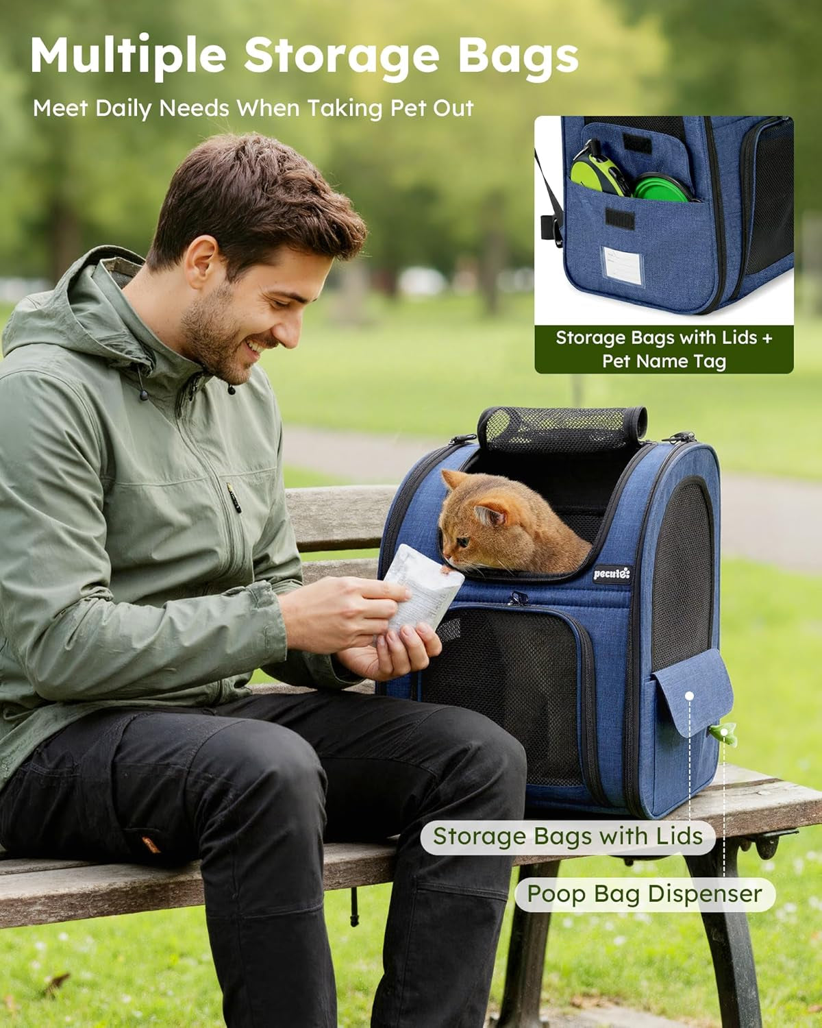 Expandable Cat Backpack Carrier with Breathable Window