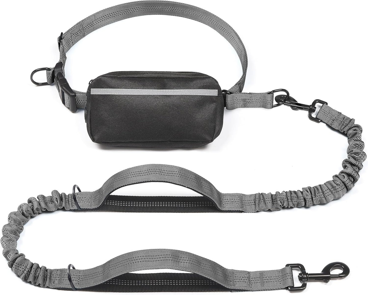 Iyoshop Hands Free Dog Leash with Zipper Pouch, Dual Padded Handles