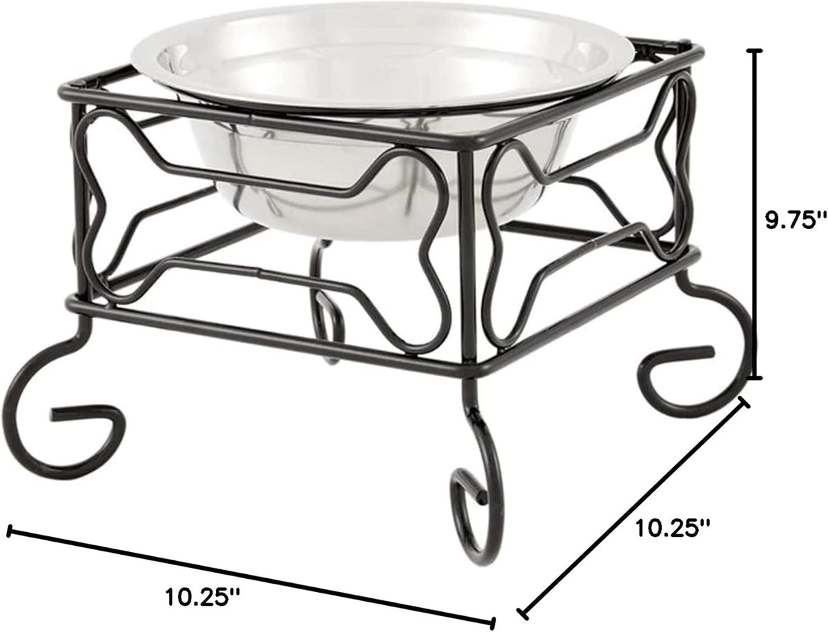 Elevated Stainless Steel Dog & Cat Bowl with Wrought Iron Stand