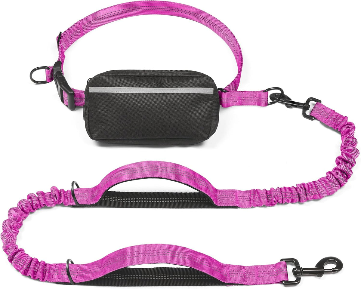 Iyoshop Hands Free Dog Leash with Zipper Pouch, Dual Padded Handles