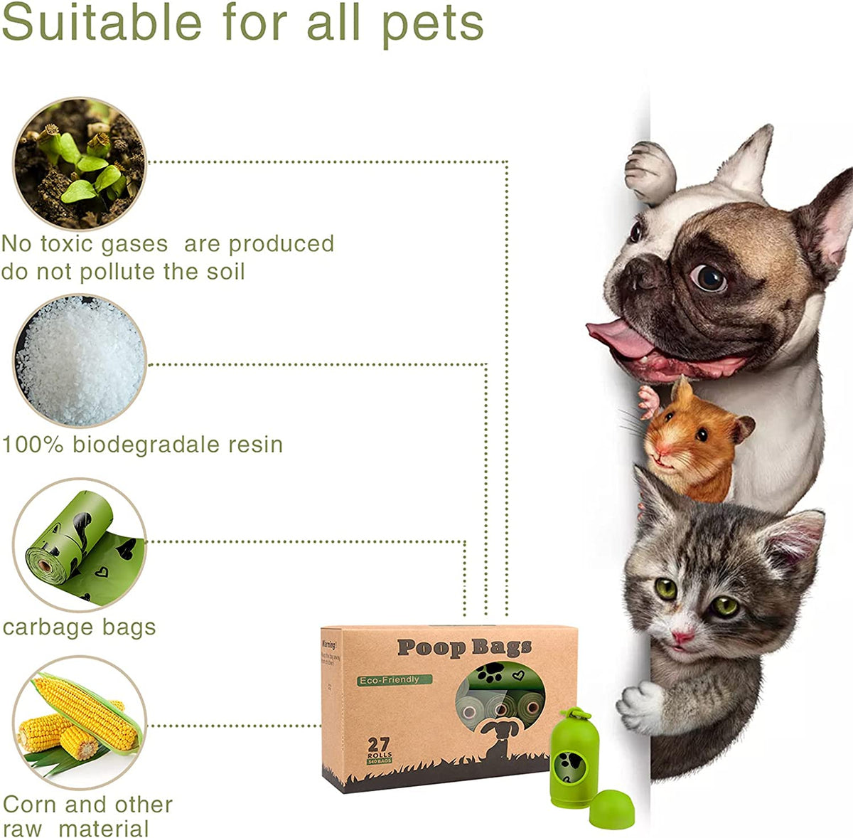 Dog Poop Bags 280 Count, Extra Thick Leak-Proof Waste Bags with Dispenser
