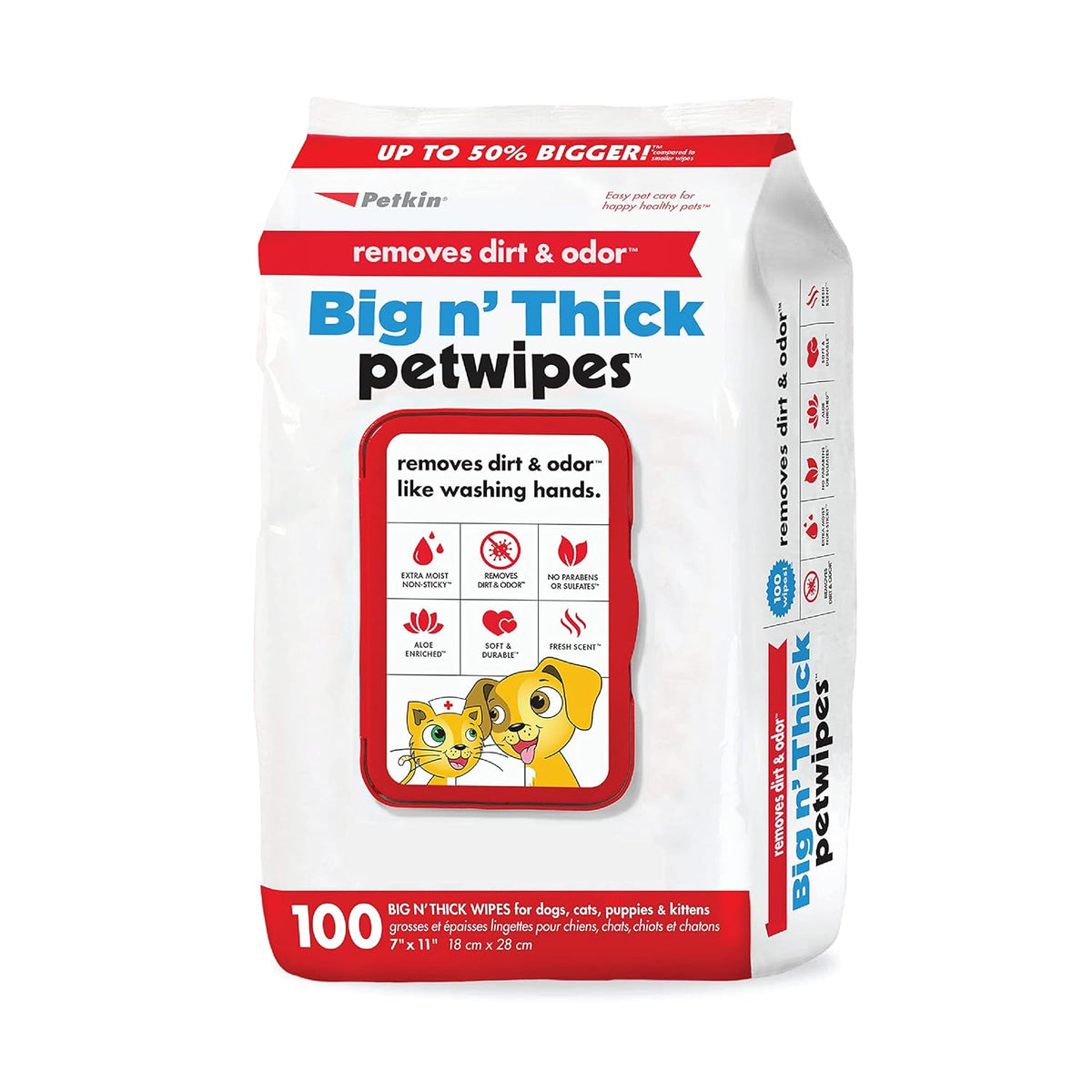 Large Pet Cleaning Wipes for Dogs & Cats, 100-Count