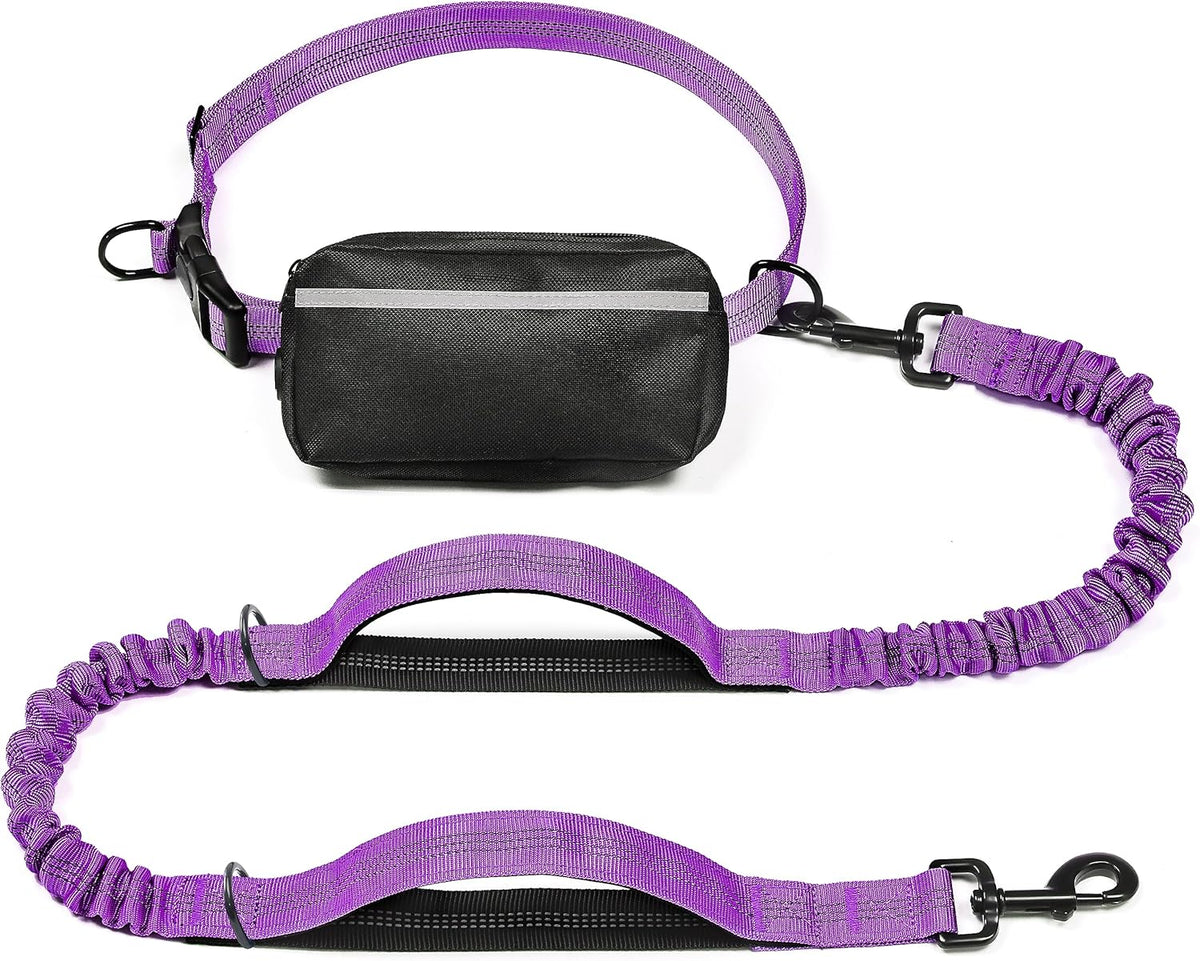 Iyoshop Hands Free Dog Leash with Zipper Pouch, Dual Padded Handles