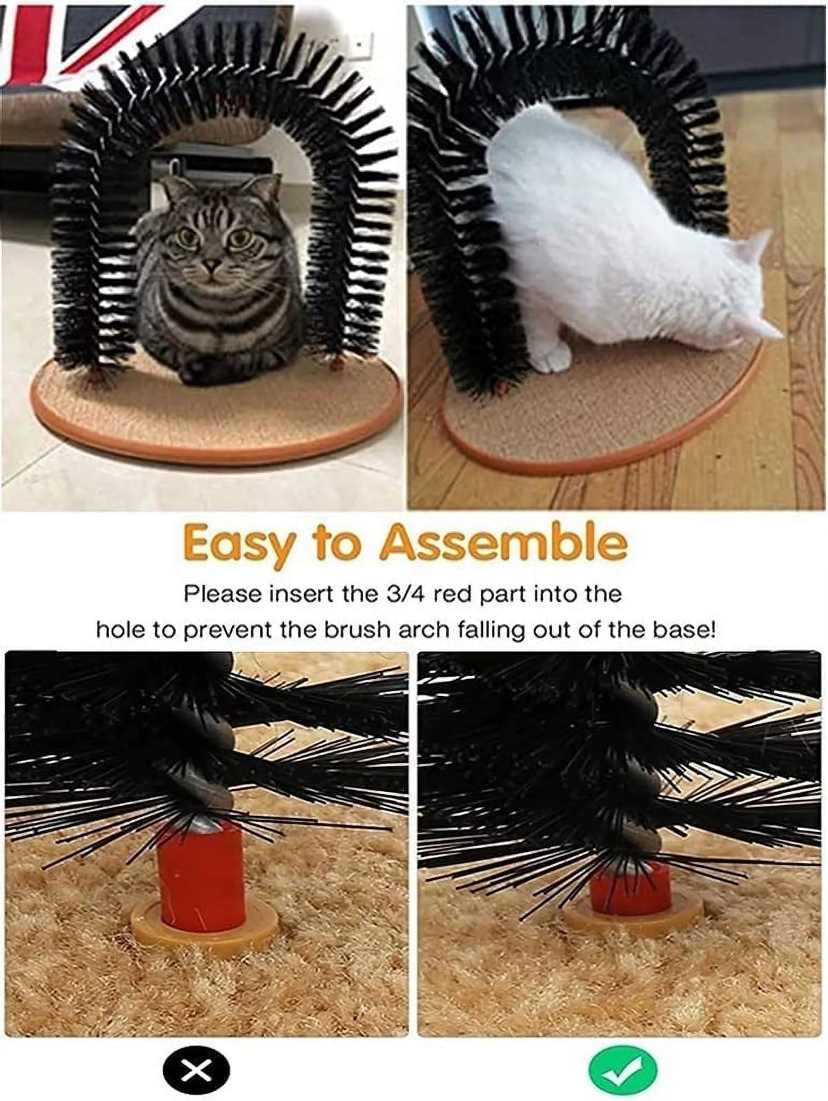 Interactive Cat Arch Self Groomer Brush with Scratch Pad & Catnip