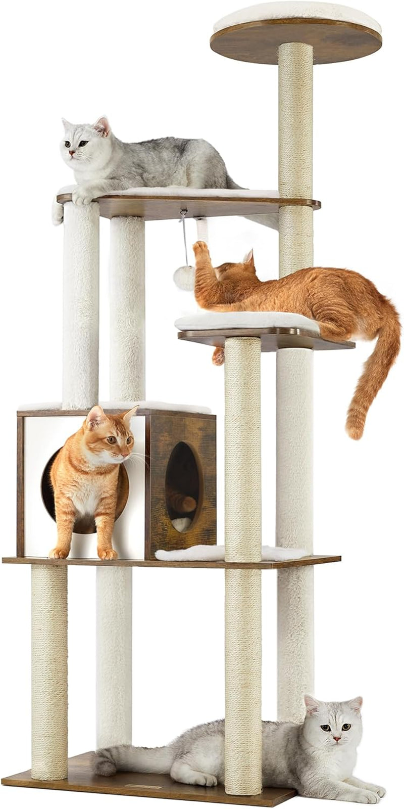 Cat Tree, 64.6-Inch Modern Cat Tower, Multi-Level Condo