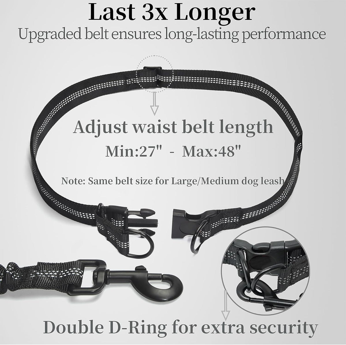 Iyoshop Hands Free Dog Leash with Zipper Pouch, Dual Padded Handles