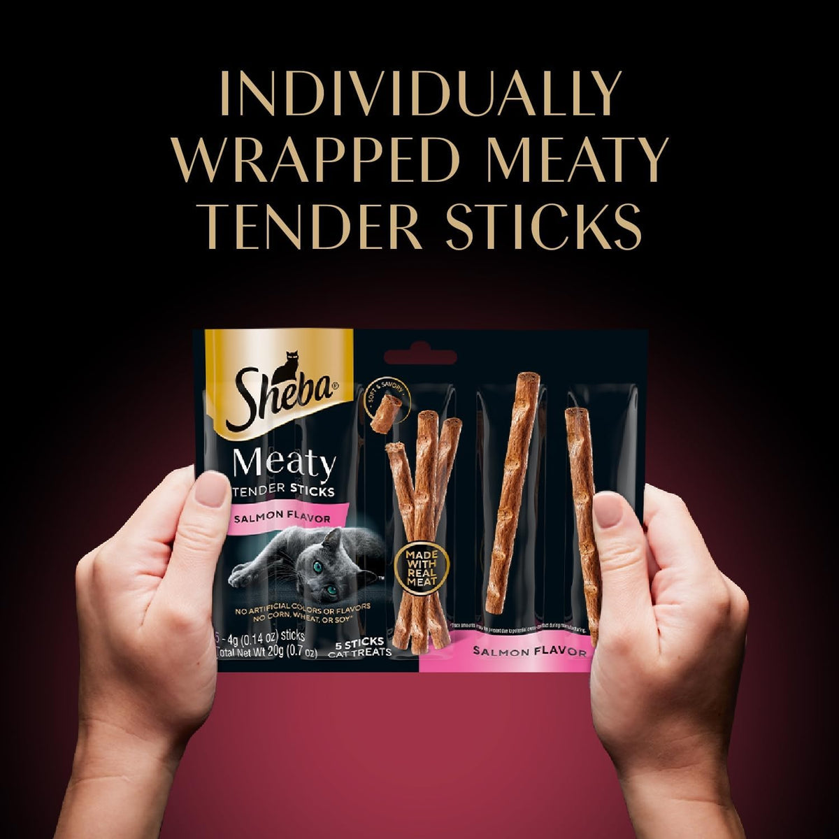 Meaty Tender Stick Cat Treats, Salmon Flavor, 50-Count