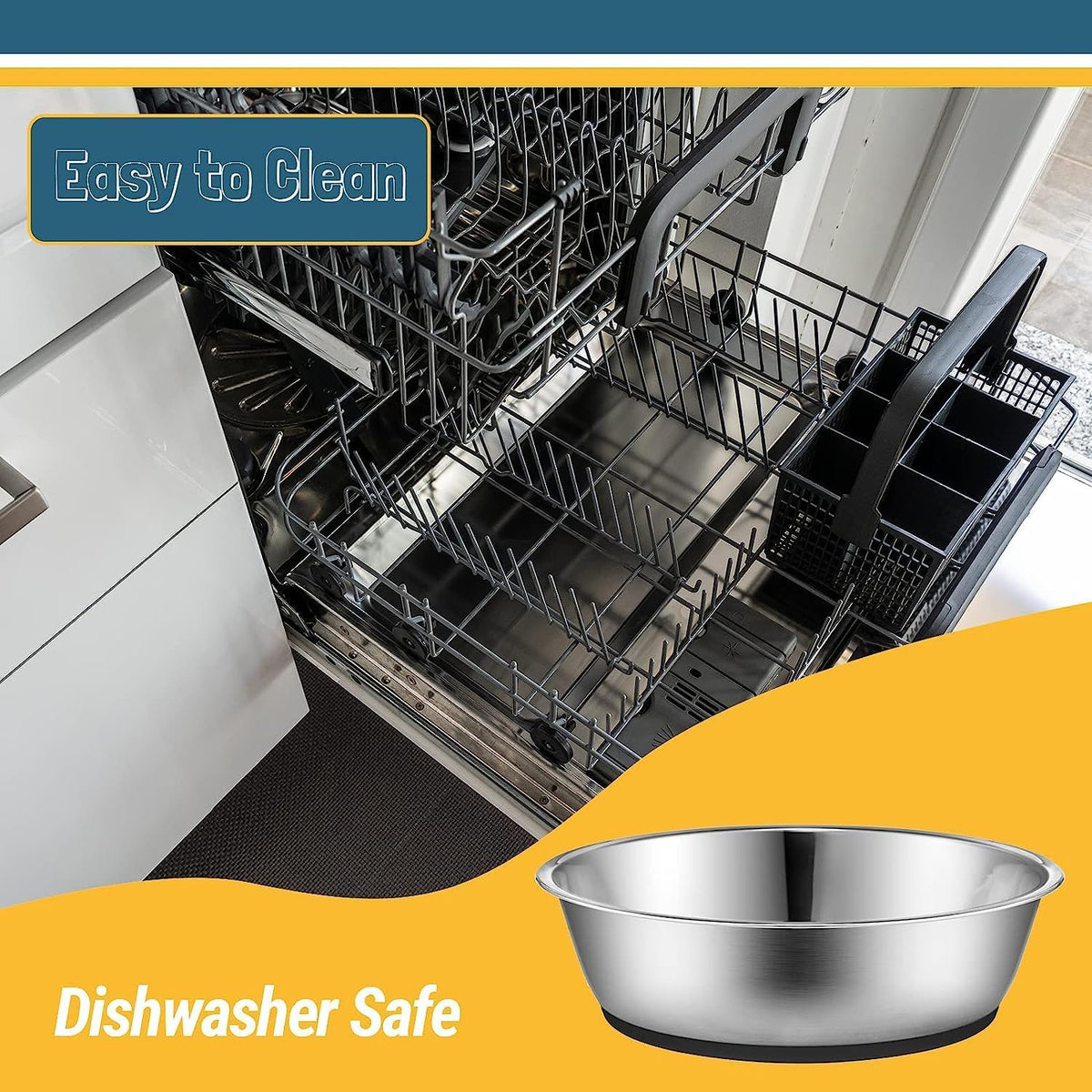 PEGGY11 Lightweight Stainless Steel Cat Bowls, 3-Cup, 2-Pack