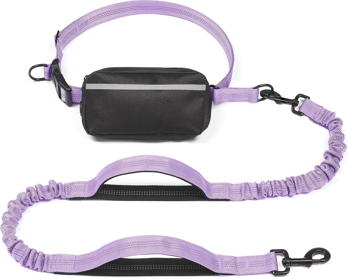 Iyoshop Hands Free Dog Leash with Zipper Pouch, Dual Padded Handles