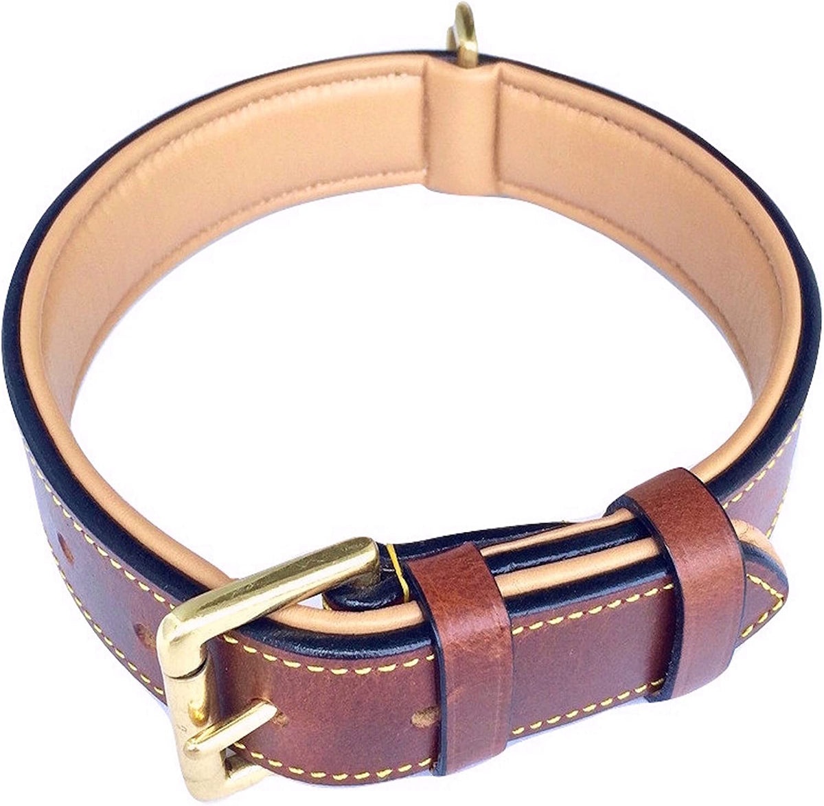 Padded Leather Dog Collar, Genuine Leather, Large