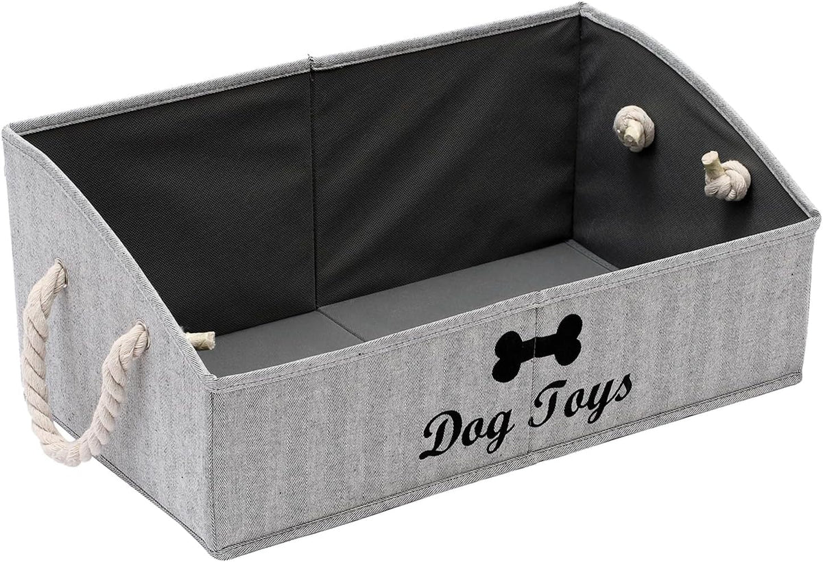 Large Dog Toy Storage Bin, Canvas Organizer Basket