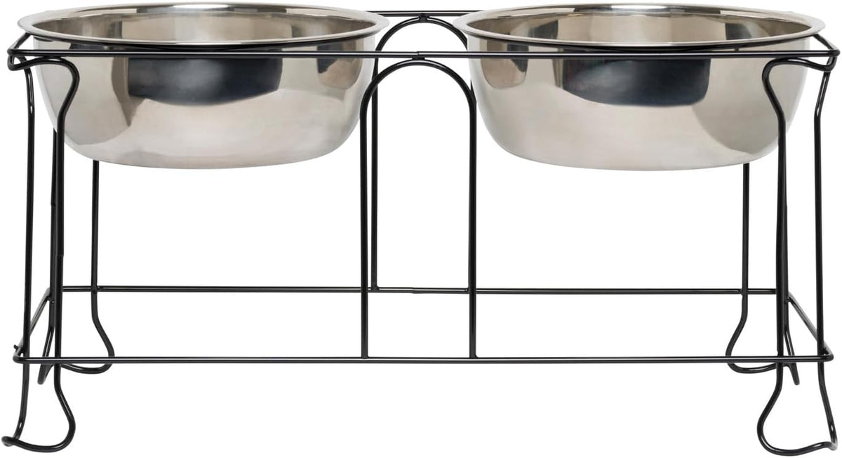 Elevated Stainless Steel Dog & Cat Bowl with Wrought Iron Stand