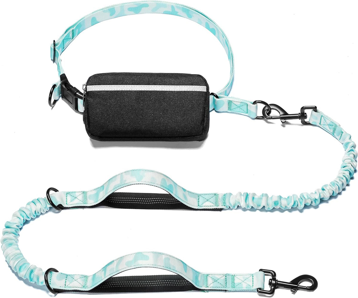 Iyoshop Hands Free Dog Leash with Zipper Pouch, Dual Padded Handles