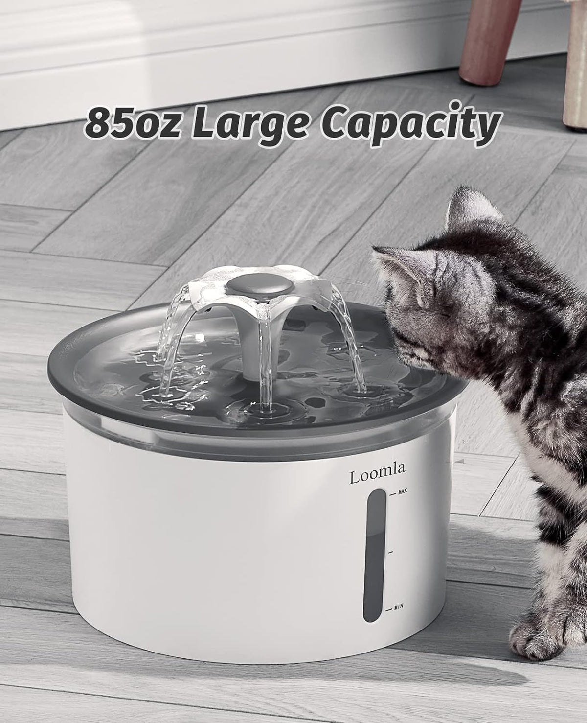 Cat Water Fountain, 85Oz/2.5L Pet Water Fountain Indoor with LED Lights