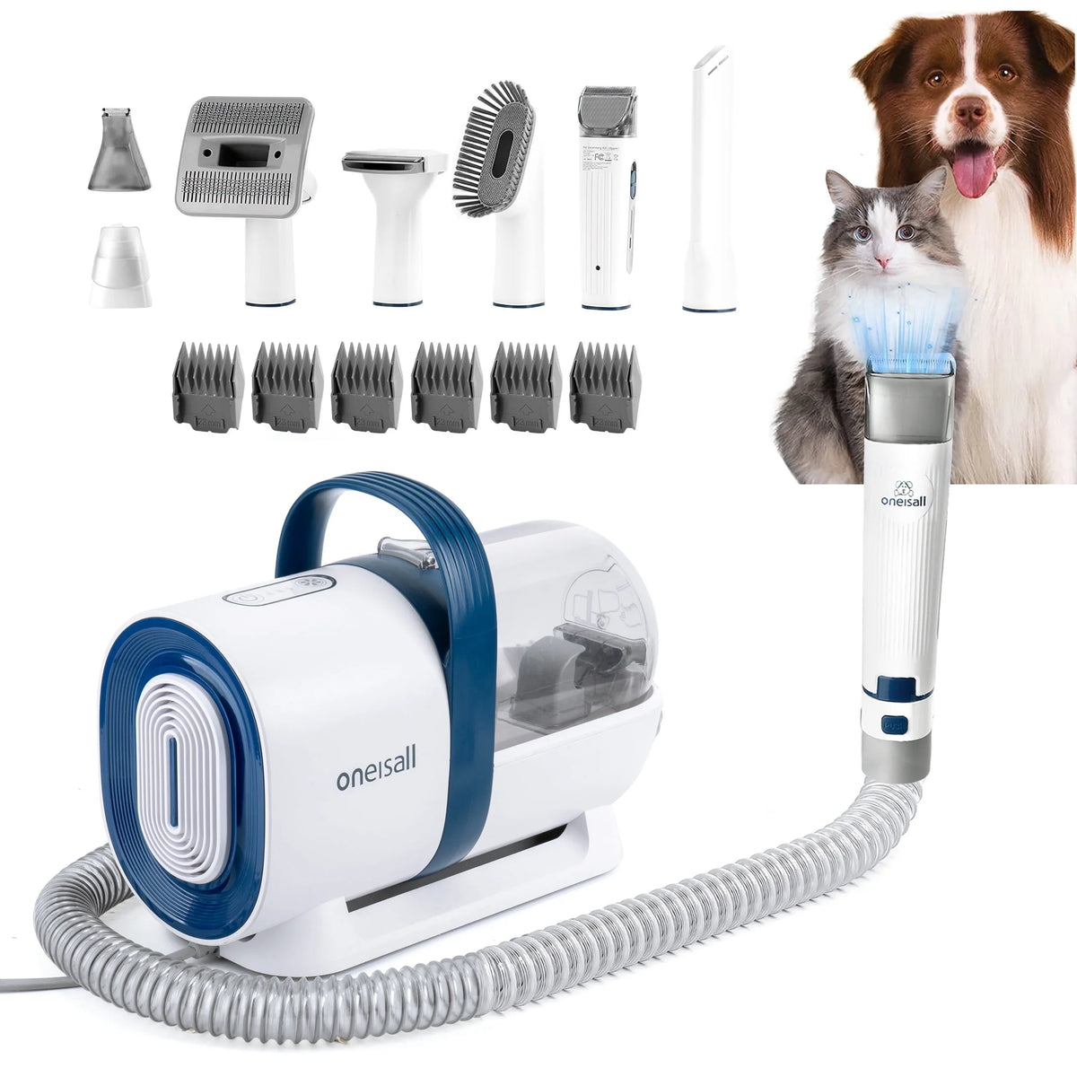 7-In-1 Dog Grooming Vacuum Kit, Low Noise with Professional Tools