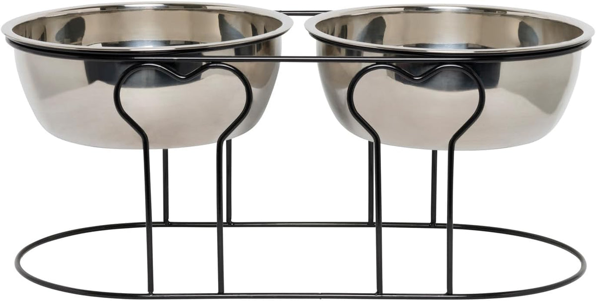 Elevated Stainless Steel Dog & Cat Bowl with Wrought Iron Stand