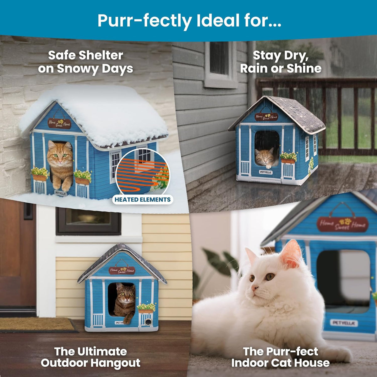 Weatherproof Heated Outdoor Cat House for Feral Cats