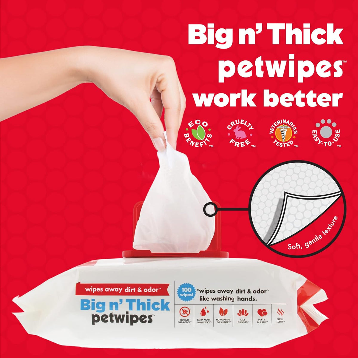 Large Pet Cleaning Wipes for Dogs & Cats, 100-Count
