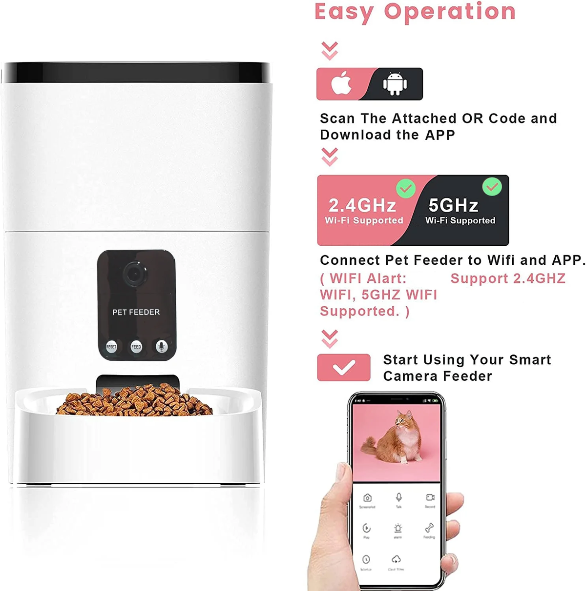 Smart WiFi Pet Feeder with Live Camera – Feed & Watch From Anywhere