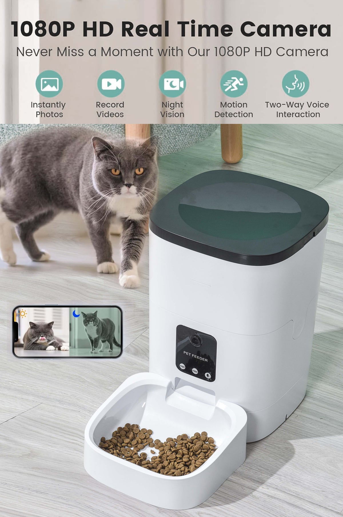 Smart WiFi Pet Feeder with Live Camera – Feed & Watch From Anywhere