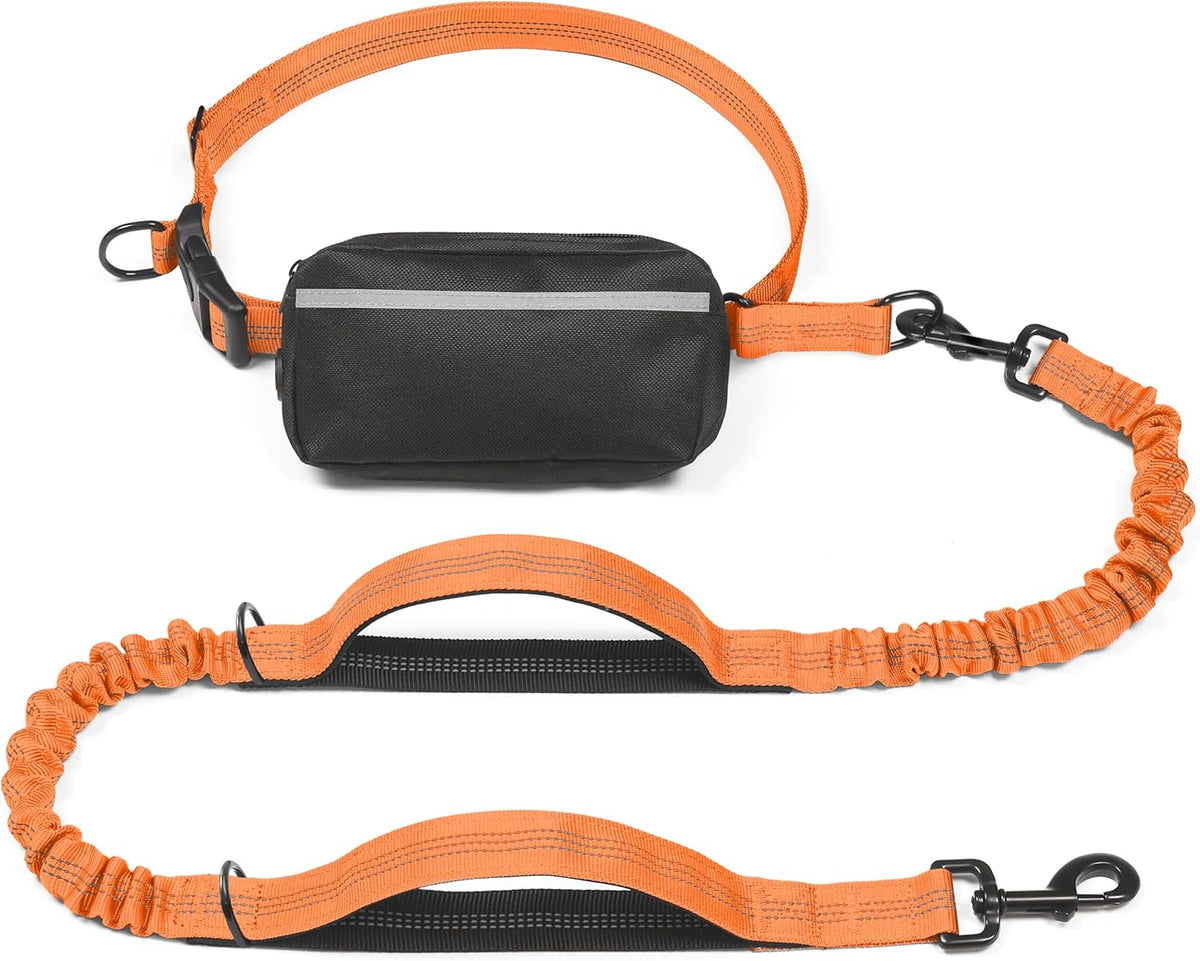 Iyoshop Hands Free Dog Leash with Zipper Pouch, Dual Padded Handles