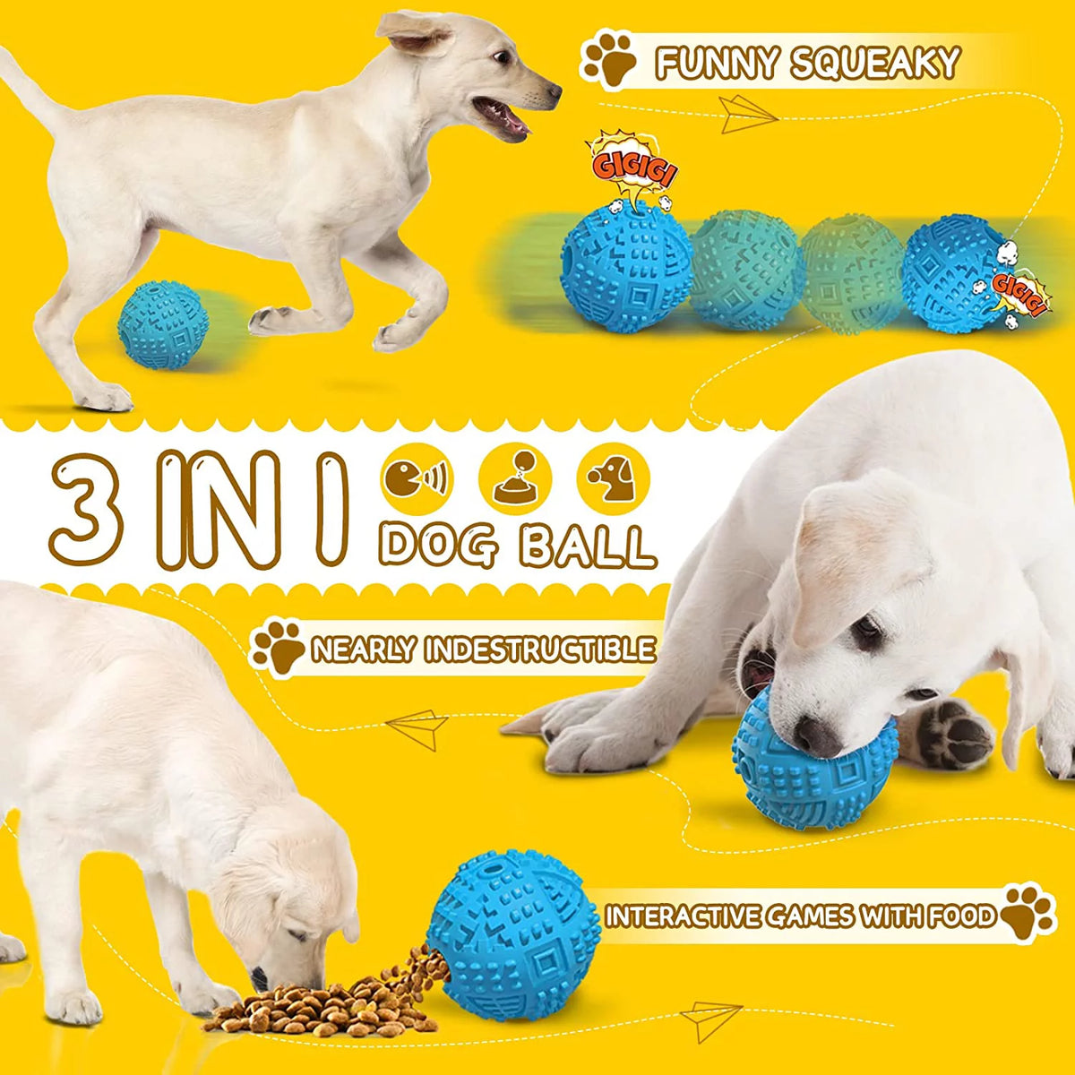 Interactive Treat Dispensing Dog Toy for Aggressive Chewers
