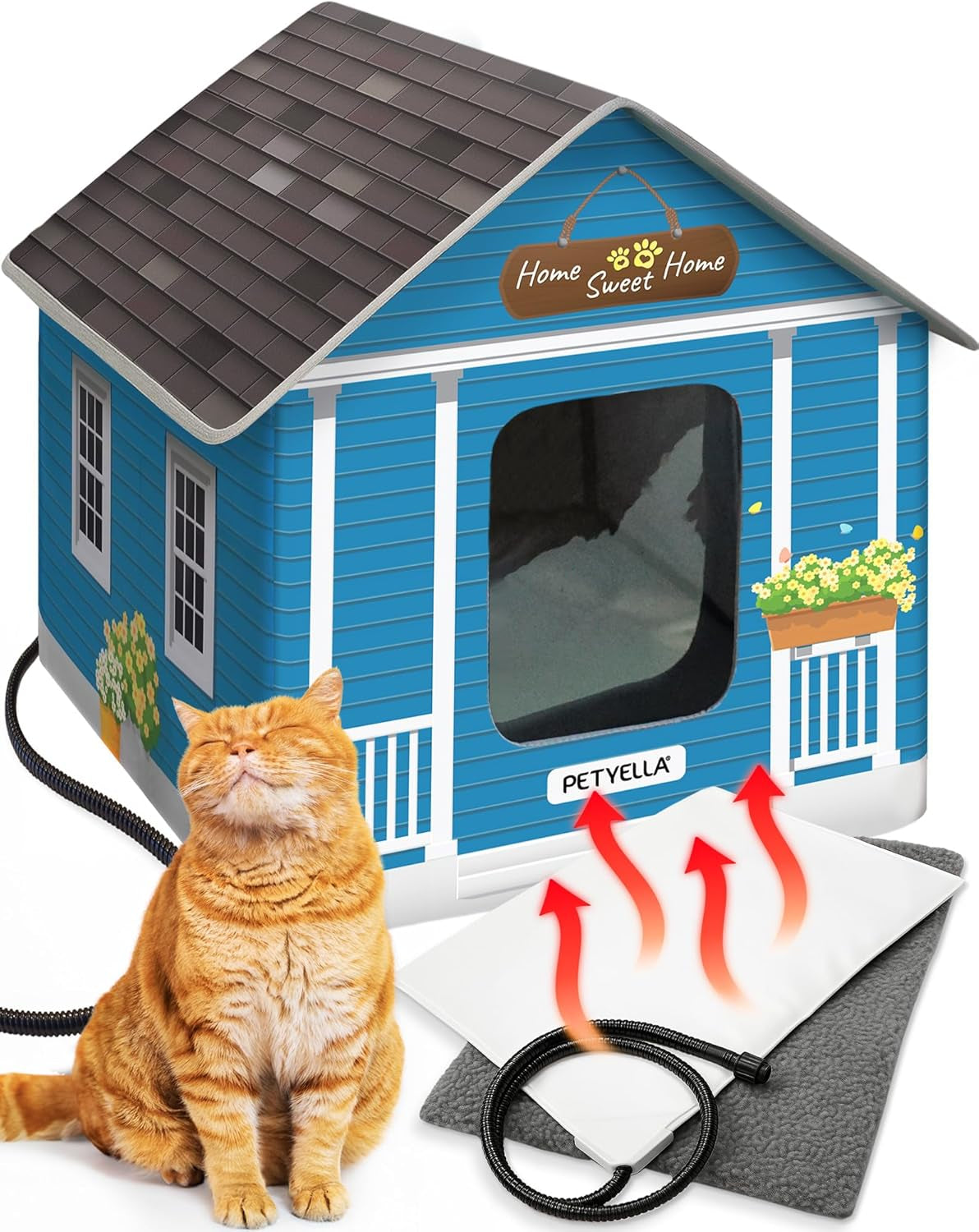 Weatherproof Heated Outdoor Cat House for Feral Cats
