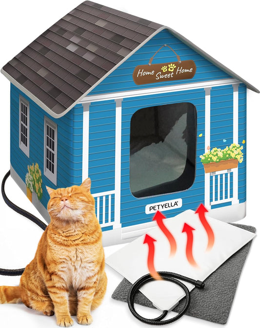 Weatherproof Heated Outdoor Cat House for Feral Cats