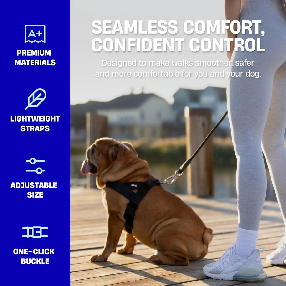 Dog Friendly Co. Walking Harness - Easy-To-Fit No-Pull, Chafe-Resistant Lightweight Adjustable Straps, Simple Clip - Secure Walks, All-Day Wear Comfort for All Dogs