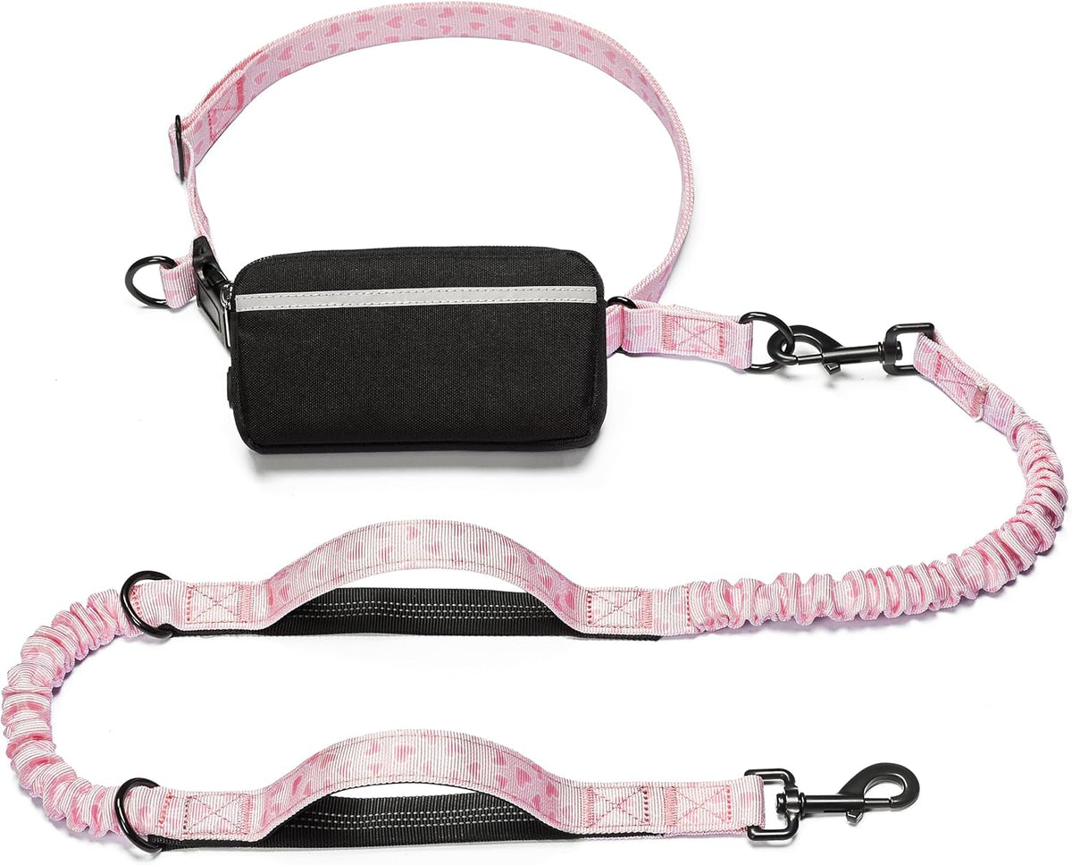Iyoshop Hands Free Dog Leash with Zipper Pouch, Dual Padded Handles