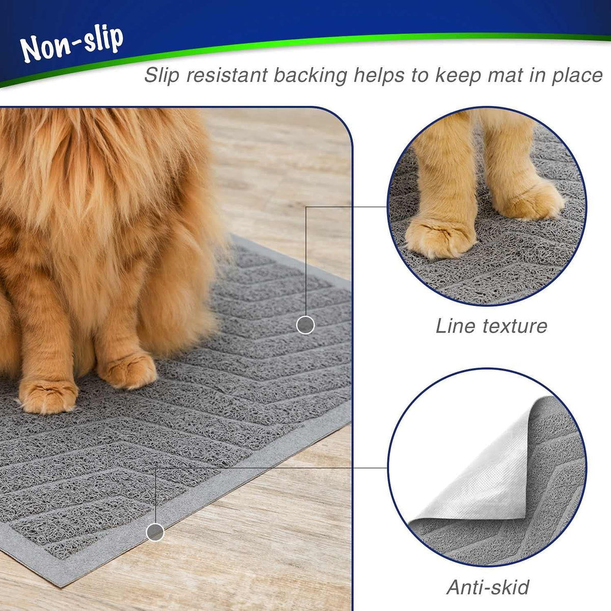 Wepet Cat Litter Box Mat, Durable PVC Trapping Rug