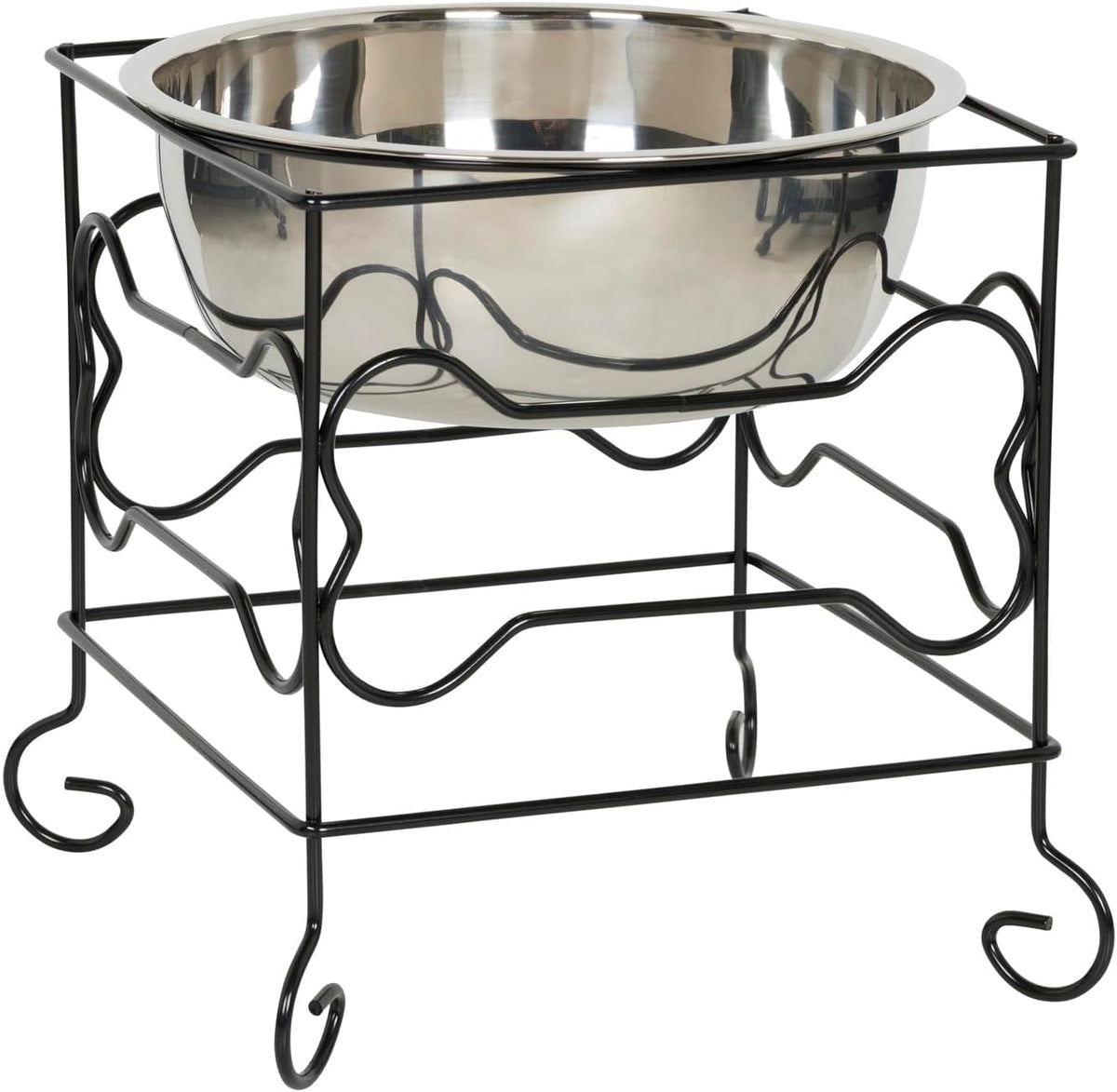 Elevated Stainless Steel Dog & Cat Bowl with Wrought Iron Stand