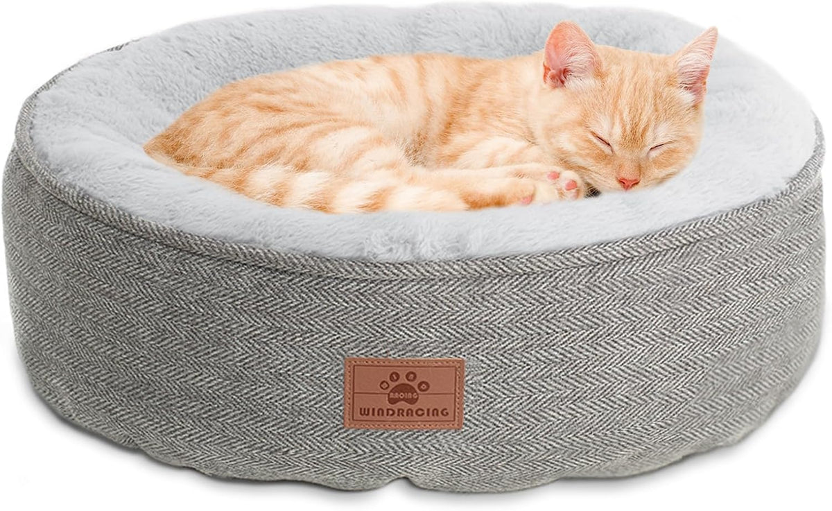 Cozy Round Pet Bed for Cats & Small Dogs, Non-Slip Bottom