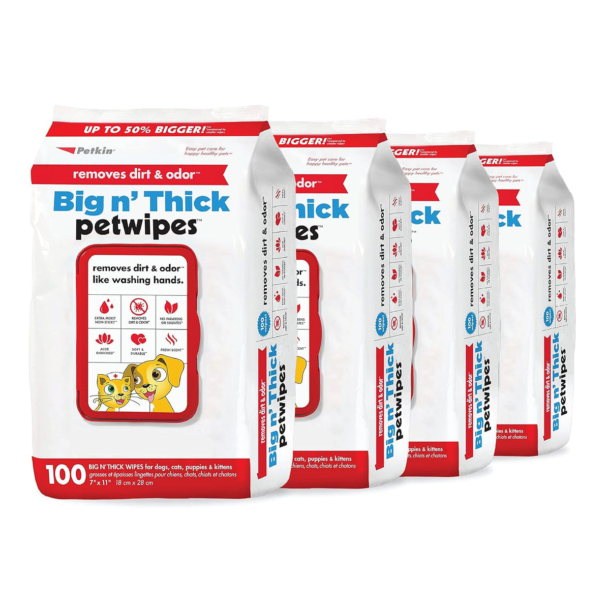 Large Pet Cleaning Wipes for Dogs & Cats, 100-Count