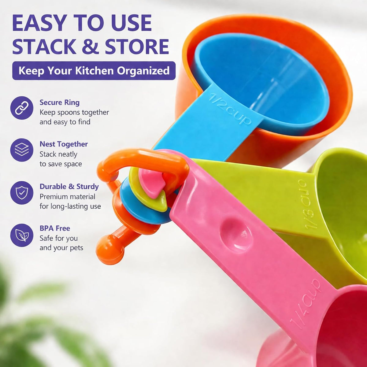 Pet Food Scoop Set of 4, Measuring Cups for Dogs & Cats