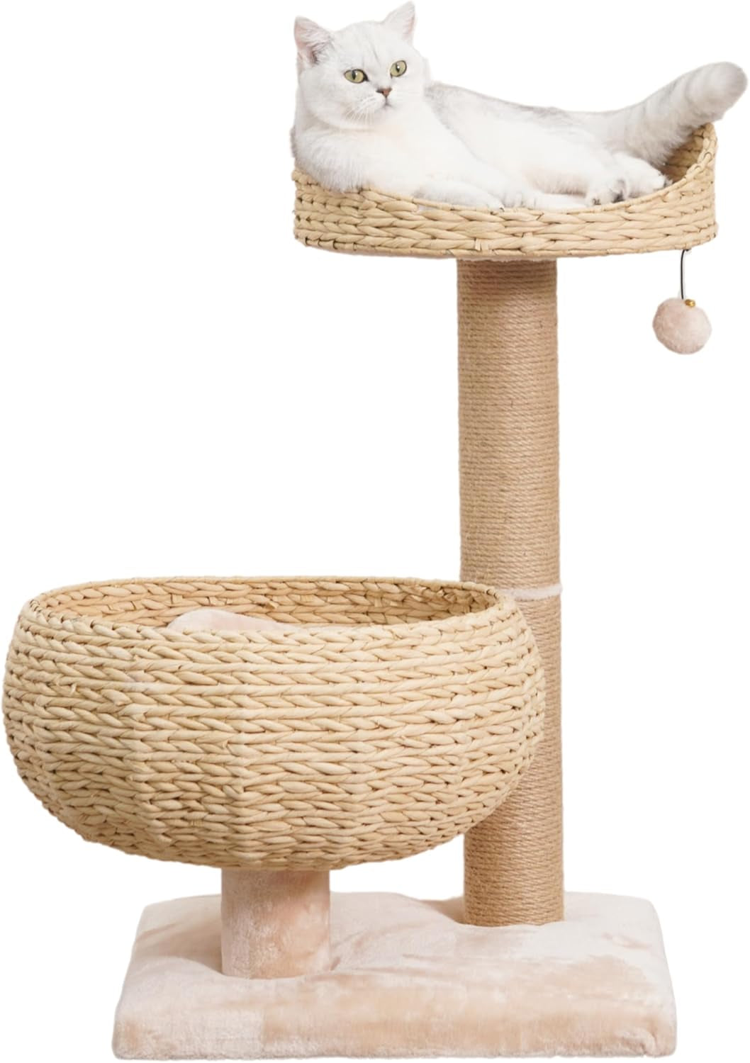 Modern Handwoven Cat Tree with Beds & Sisal Posts