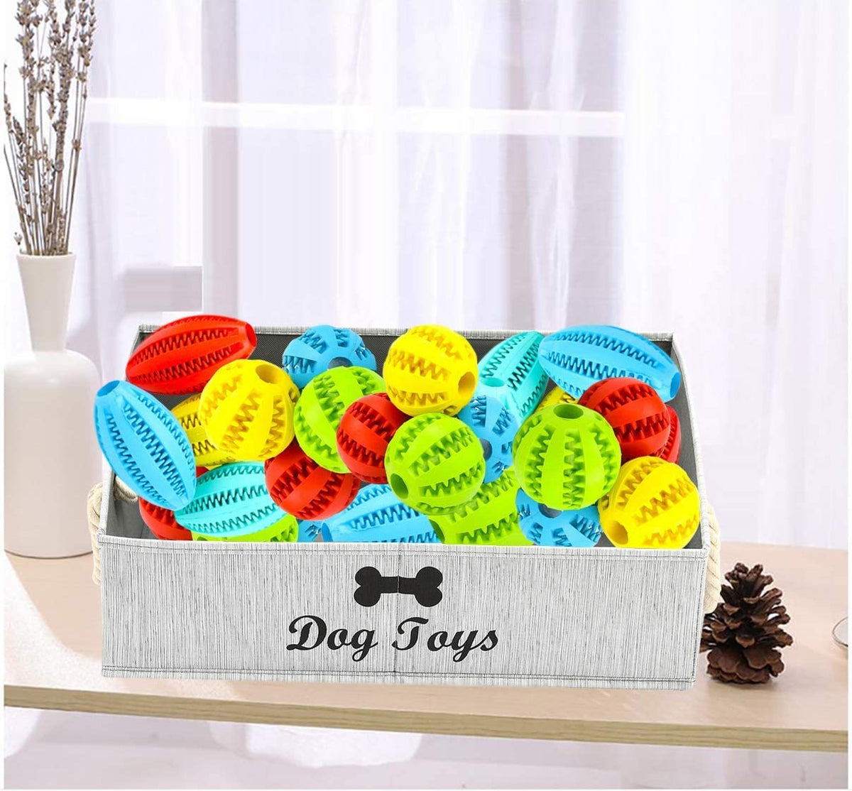 Large Dog Toy Storage Bin, Canvas Organizer Basket
