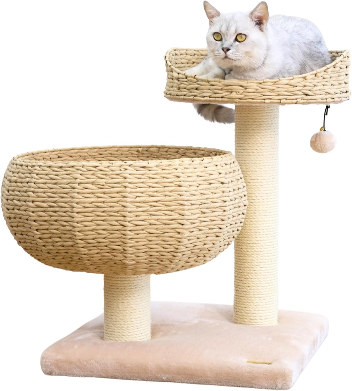 Modern Handwoven Cat Tree with Beds & Sisal Posts