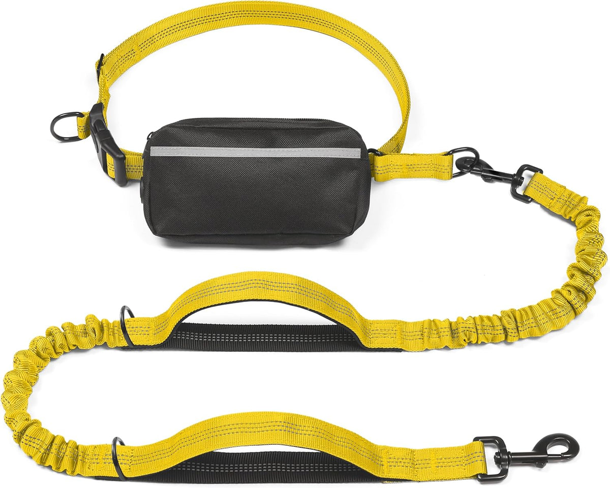 Iyoshop Hands Free Dog Leash with Zipper Pouch, Dual Padded Handles
