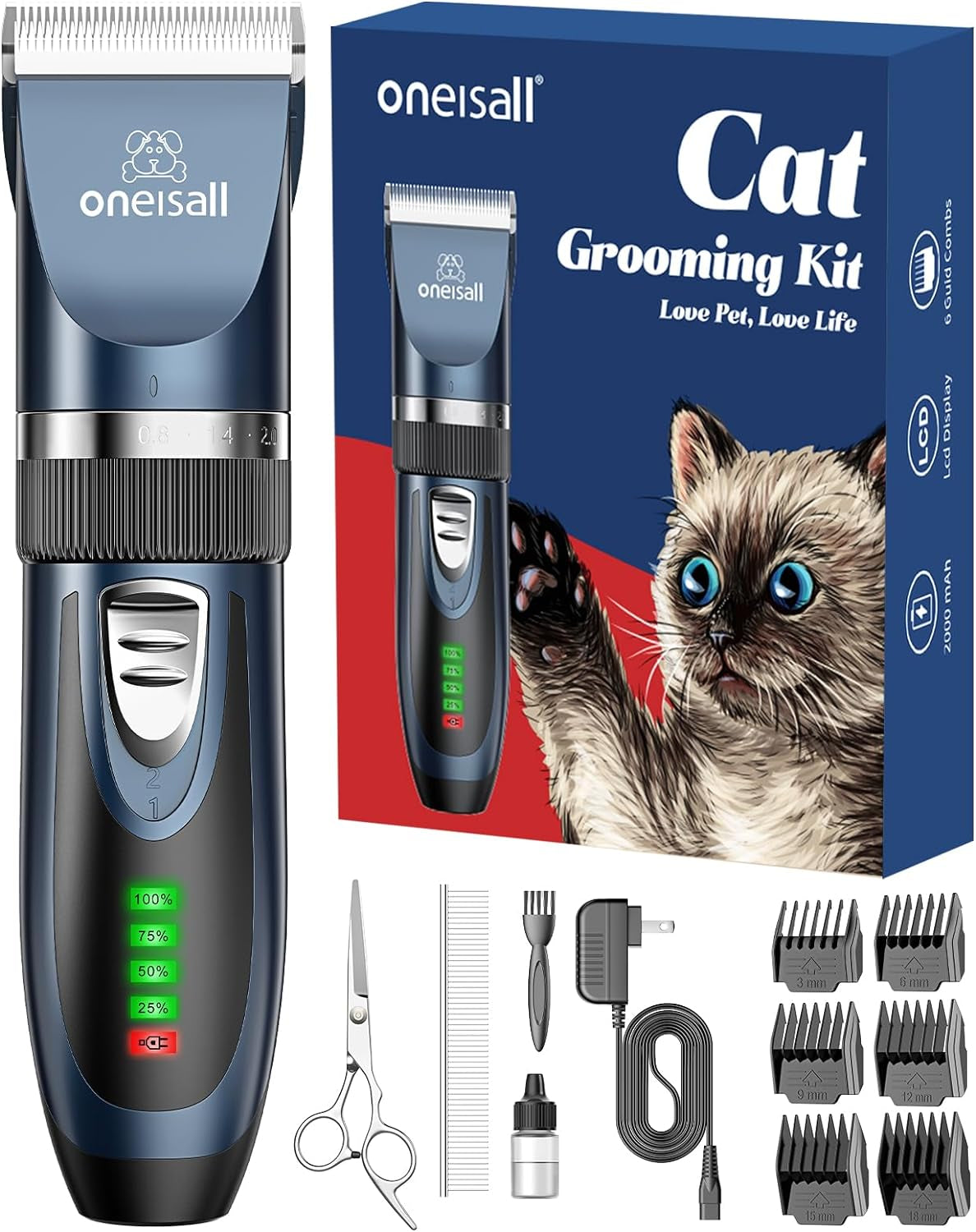 Quiet Cordless Cat Clippers for Matted & Long Hair