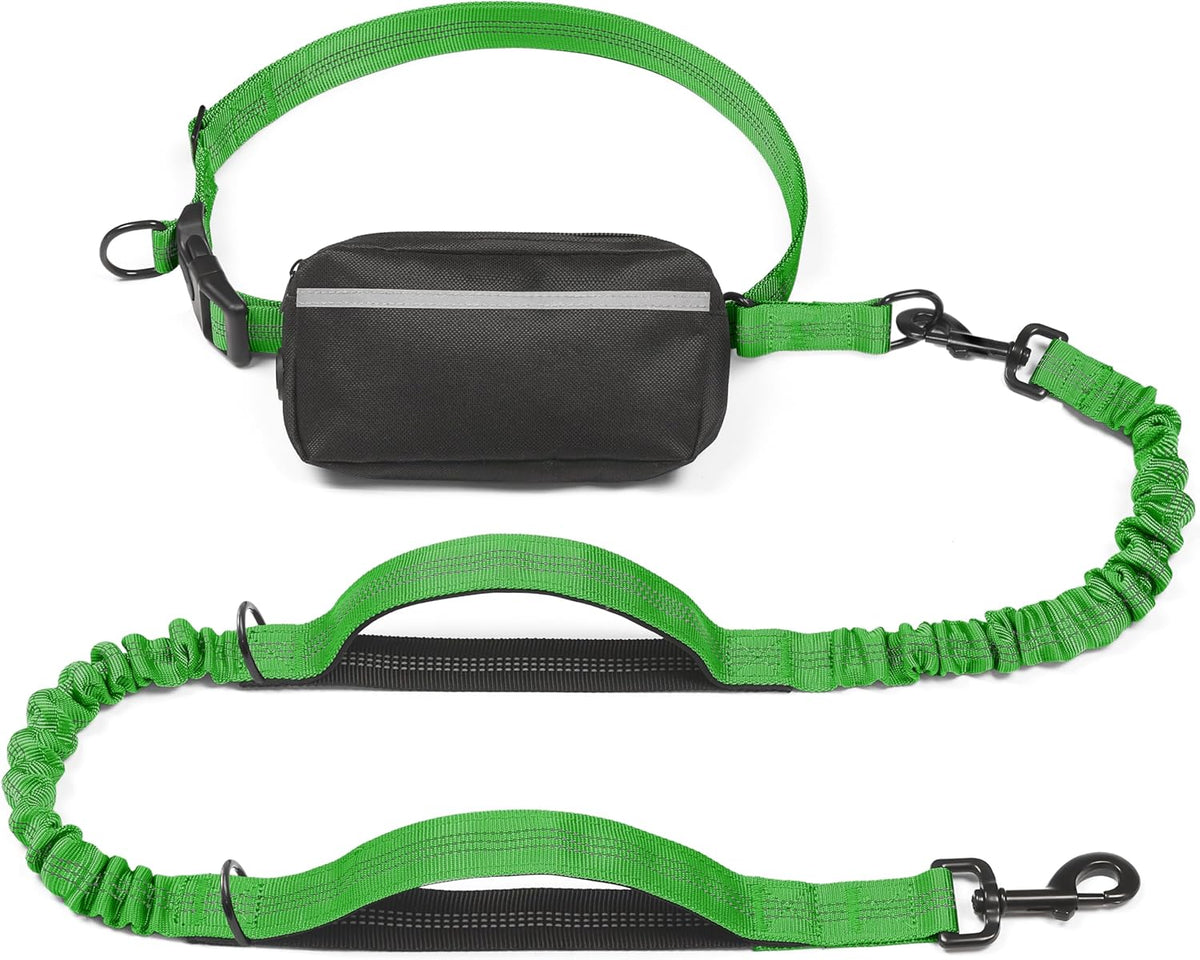 Iyoshop Hands Free Dog Leash with Zipper Pouch, Dual Padded Handles