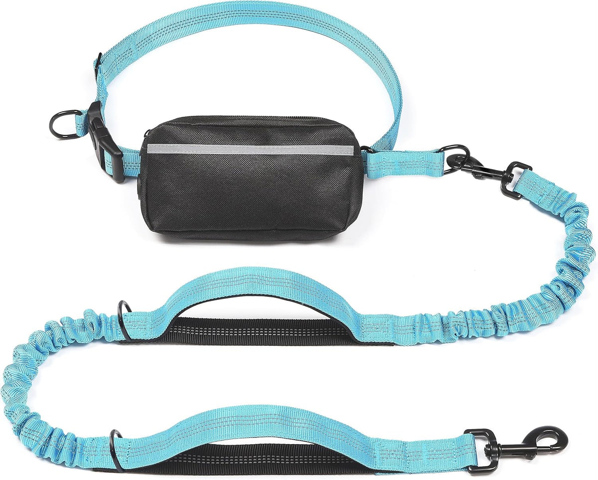 Iyoshop Hands Free Dog Leash with Zipper Pouch, Dual Padded Handles