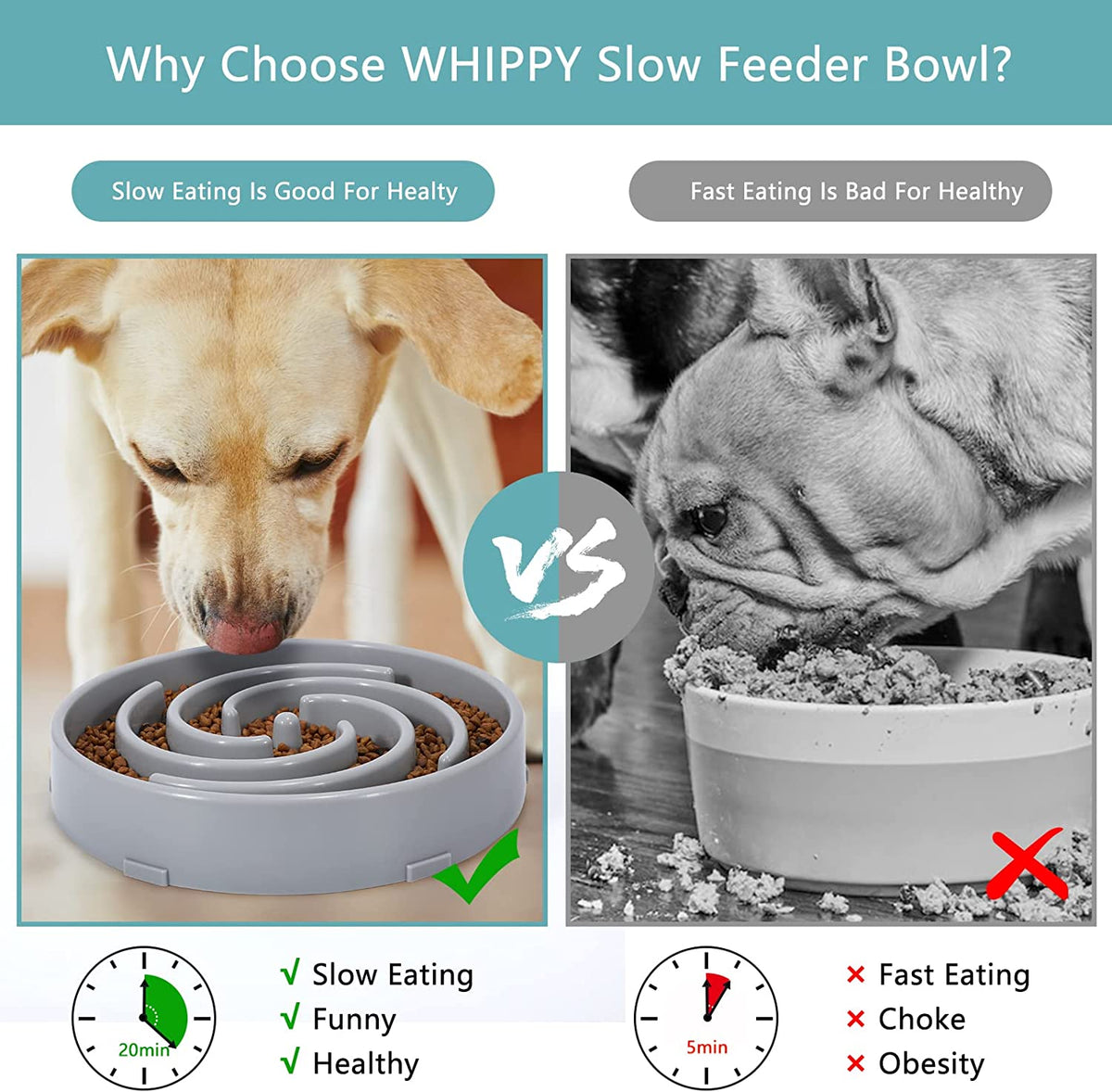 Slow Feeder Large Dog Bowl, Non-Slip Maze Puzzle Bowl for Bloat Prevention