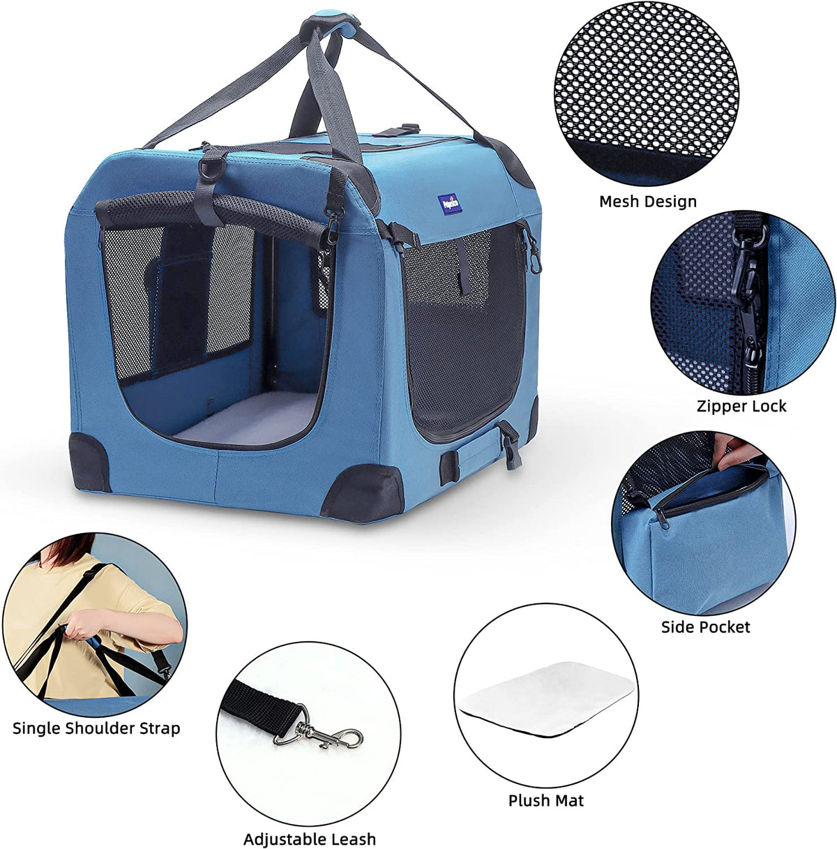 Portable Collapsible Dog Crate with Blanket & Foldable Bowl