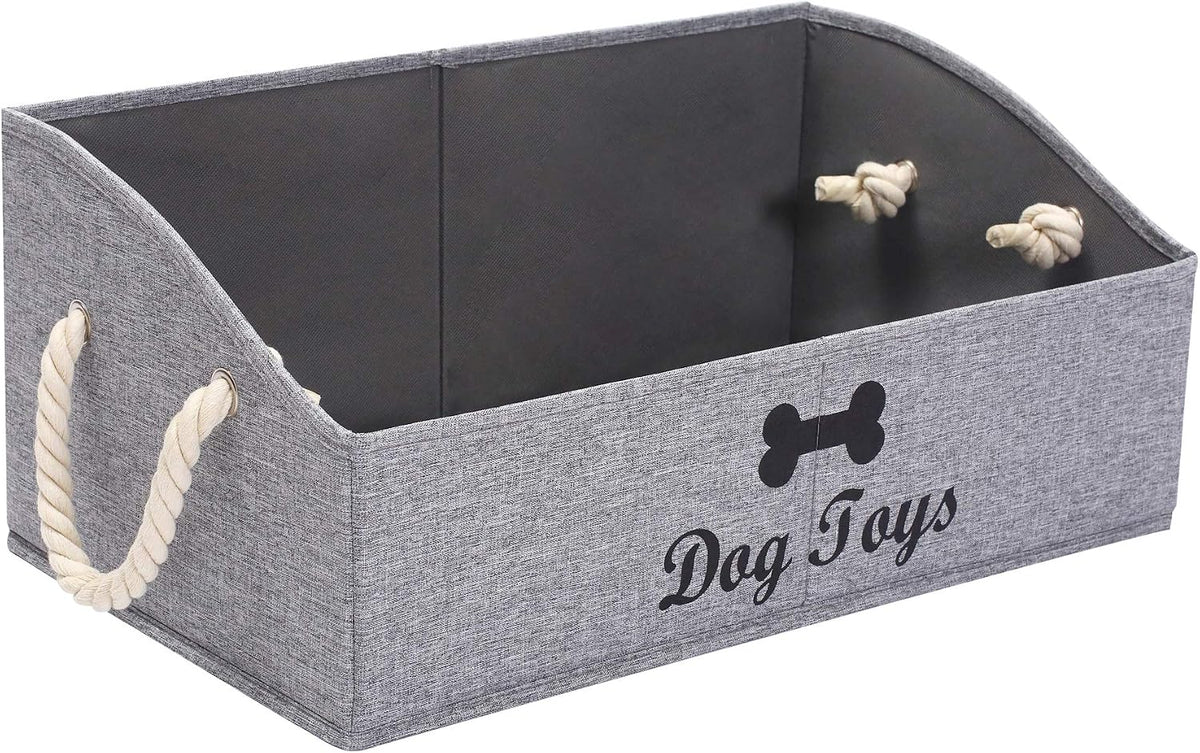 Large Dog Toy Storage Bin, Canvas Organizer Basket