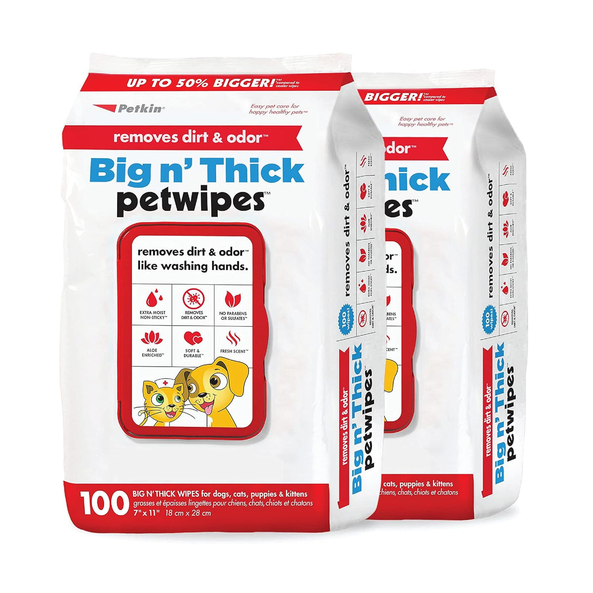 Large Pet Cleaning Wipes for Dogs & Cats, 100-Count