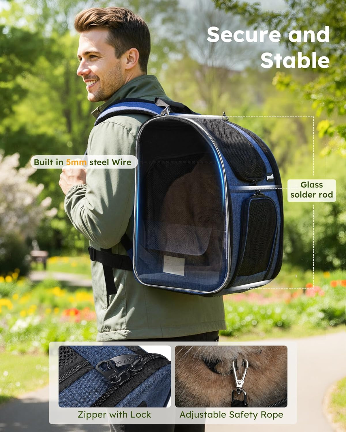 Expandable Cat Backpack Carrier with Breathable Window